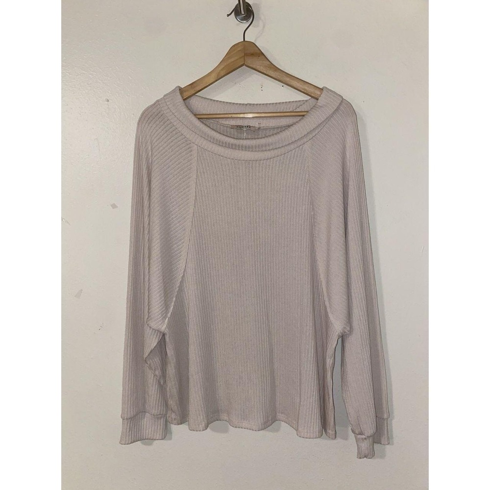 Andree By Unit Sweater Women Light Beige Ribbed Knit Size 1X